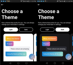 Traditional light mode with color customization (left) and new dark mode with color customization (right). (Source: Own)