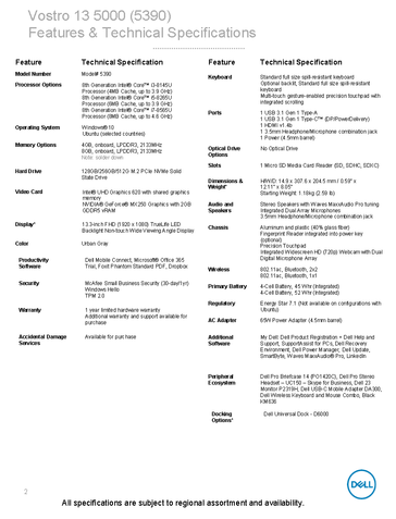 Vostro 13 5000 5390 specifications