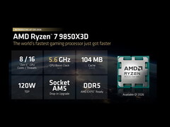 The AMD 9850X3D is the world's fastest 8-core gaming CPU yet, it appears (image source: AMD)