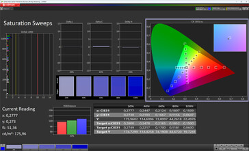 Color saturation (color scheme standard, color temperature standard, target color space sRGB)