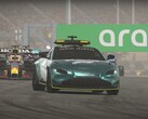 After the update, the Aston Martin Vantage makes an appearance as the official safety car in F1 2021 (Image: Codemasters)