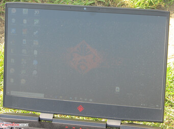 HP Omen outdoors in bright daylight