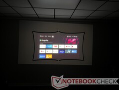 At full brightness, the entire projector frame (outside of alignment) is visible, which is very distracting. This vanishes at lower brightness levels.