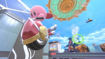 Kirby riding on a machine in Kirby Air Riders (Image source: Nintendo)