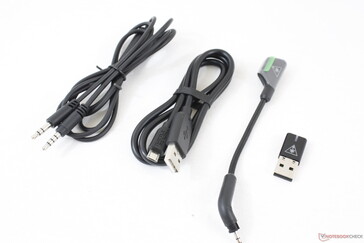 3.5 mm cable, Micro-USB charger, detachable mic, USB receiver
