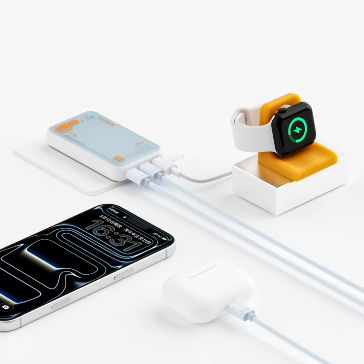 The charger being used to charge 3 devices
