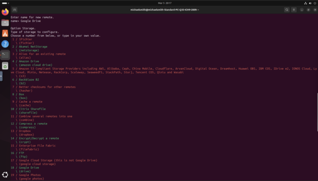 Rclone supports far more storage providers than will fit in a terminal window (Image Source: Notebookcheck)