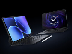 The Pad 8 and Pad 8 Pro with Xiaomi&#039;s official keyboard and stylus accessories. (Image source: Xiaomi)