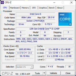 CPU-Z main page