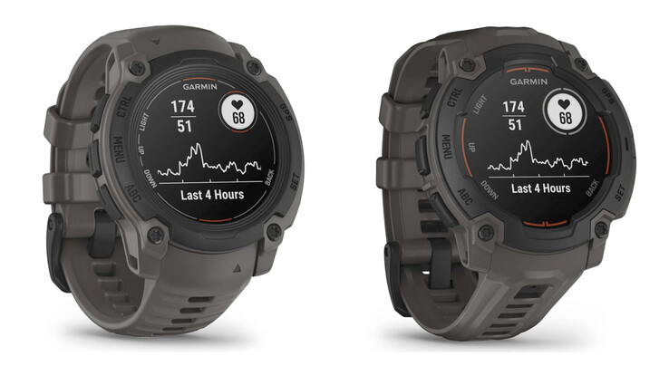 The Instinct E in 40 mm and 45 mm case sizes, left to right. (Image source: Garmin)