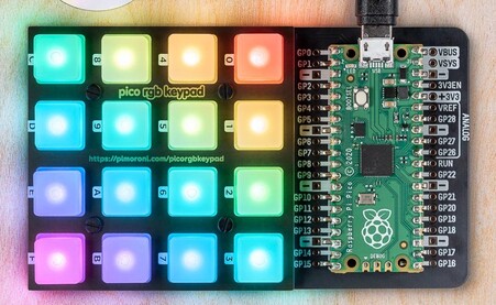 The Pimoroni Pico RGB Keypad Base. (Image source: Pimoroni)