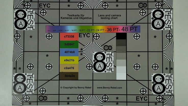 Test chart with the rear-facing camera