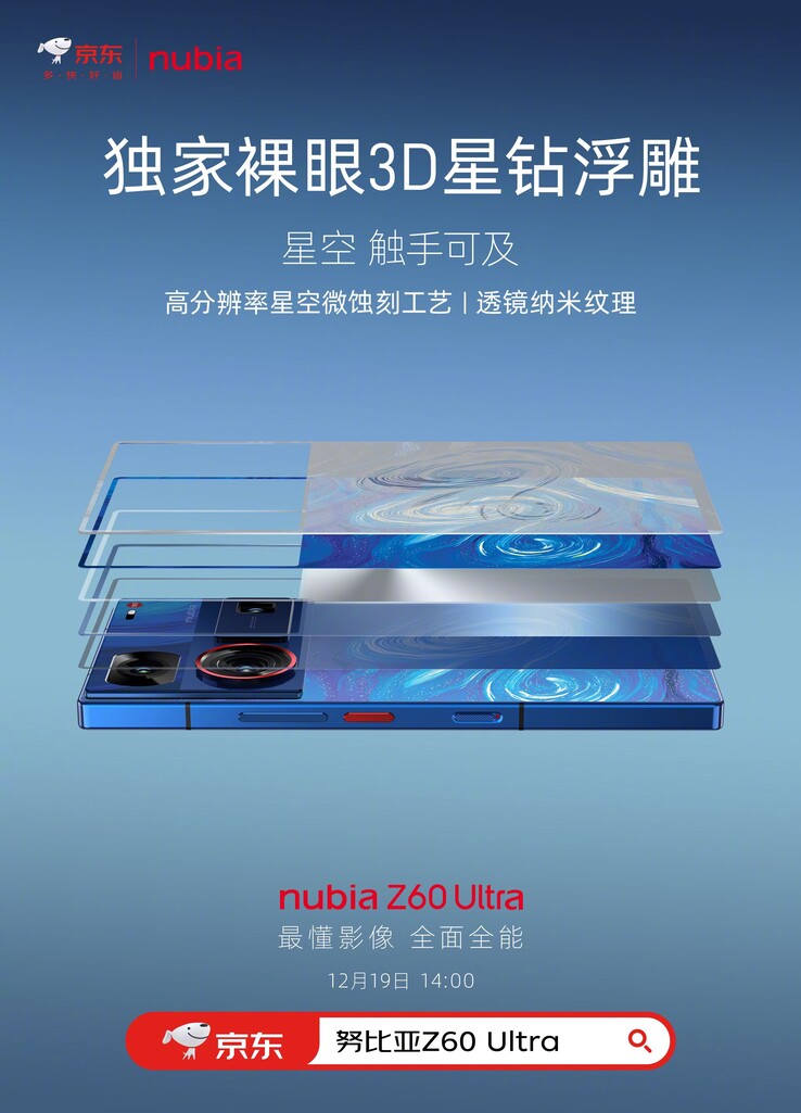 The Z60 Ultra's busy new rear panel in Starry Night mode. (Source: Nubia)