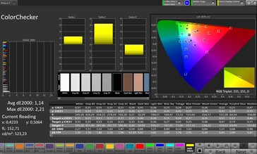Color accuracy (profile: Pro target color space: sRGB) - outer display