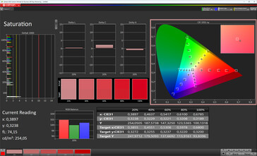Color saturation (screen color: natural, target color space: DCI-P3)