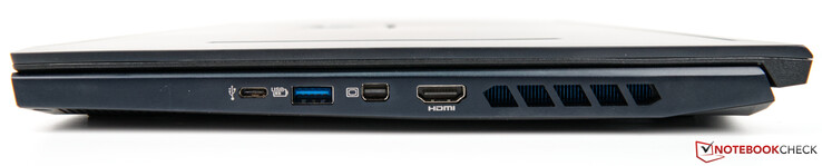 Right-hand side: USB 3.2 Type-C, USB 3.2 Type-A, mini-DisplayPort, HDMI, fan vents