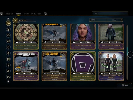 Hogwarts Legacy mod browser (Image source: Hogwarts Legacy YouTube)