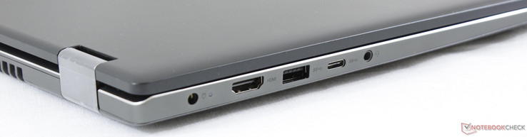 Left: AC adapter, HDMI, USB 3.0, USB 3.0 Type-C, 3.5 mm combo audio