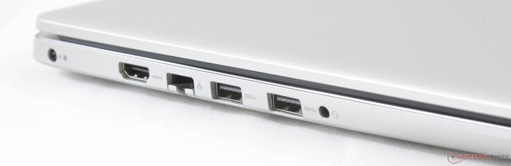 Left: AC adapter, HDMI, RJ-45, 2x USB 3.0, 3.5 mm combo audio