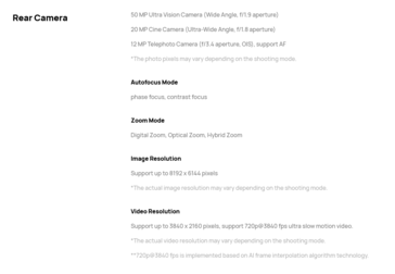 Huawei Mate 40 Pro camera specifications (image via Huawei)