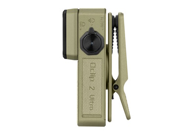 The Olight Oclip 2 series flashlights have a rotary selector switch and power button on their side.