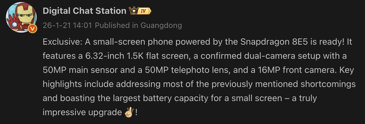 Leaked details of the OnePlus 15T. (Image source: Weibo - machine translated)
