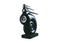 A promotional image for Bowers & Wilkin's famous floor standing speaker, Nautilus, pictured against a white background. (Image Source: Bowers & Wilkins)