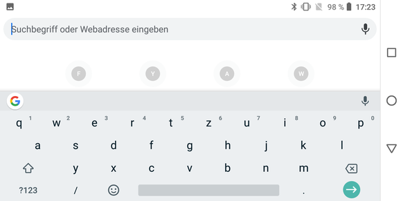 Using the default keyboard in landscape mode