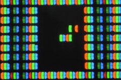 A developer created a version of Snake that uses the individual red, green, and blue subpixels of a display. (Image source: Patrick Gillespie / YouTube)