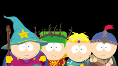 The boys gear up for battle in South Park: The Stick of Truth, each donning their fantasy roles — wizard, druid, paladin, and warrior (Image source: via South Park Wiki / Fandom, uploaded by Gastropod – © Ubisoft / South Park Digital Studios)