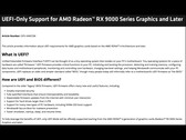 The latest Radeon RX 9000 series GPUs are only optimized for UEFI systems. (Image source: AMD)