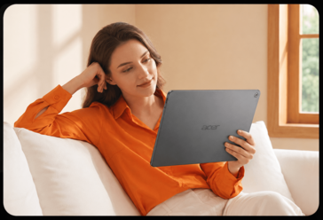 Acer A543 tablet shown in use