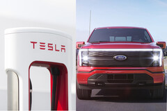 Ford will effectively double the number of fast chargers for its electric vehicle owners thanks to an expansion to include Tesla Superchargers. (Image source: Tesla/Ford - edited)