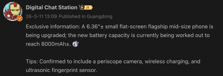 Leaked details of an unnamed Honor device with a large battery.