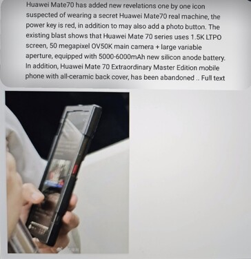The new "Mate 70" rumor...