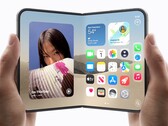 Two hands each hold an iPhone Duo, one folded and one unfolded