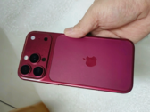 iPhone 18 Pro design model in Dark Cherry.