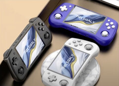 Helegaly&#039;s new gaming handheld may launch in three colourways. (Image source: via Retro Handhelds)