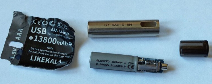 Removing the plastic film revealed a 180-mAh lithium-based cell, and charging slash voltage-limiting circuitry.