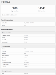 Apple M4 CPU performance on Geekbench (image via Geekbench)