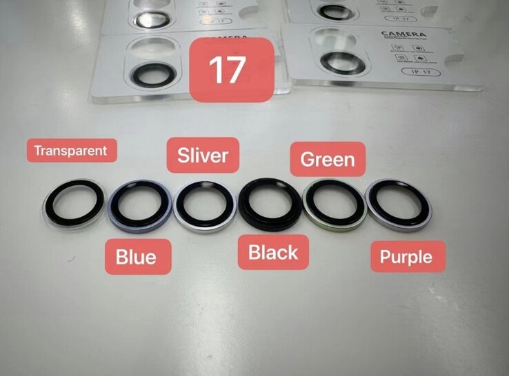 The camera protection rings that supposedly reveal the colors of the iPhone 17.