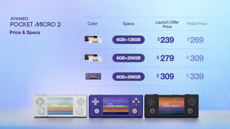 The Stardust Purple Pocket Micro 2 costs more than the Black and White colors.