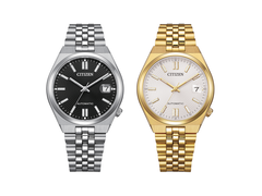 The Citizen NK0030-51E with a black dial and the gold-toned NK0032-56A, pictured.