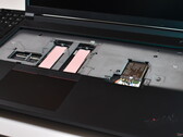 The two extra SSD slots beneath the keyboard of the Lenovo ThinkPad P16 Gen 3.