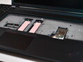 The two extra SSD slots beneath the keyboard of the Lenovo ThinkPad P16 Gen 3.