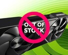Nvidia GPU with out of stock symbol is shown (Image source: Nvidia with edits)