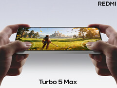 The Redmi Turbo 5 Max will be one of the first phones powered by the Dimensity 9500s. Pictured: a render of the phone running a game. (Image source: Xiaomi - edited)