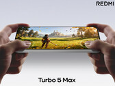 The Redmi Turbo 5 Max will be one of the first phones powered by the Dimensity 9500s. Pictured: a render of the phone running a game. (Image source: Xiaomi - edited)