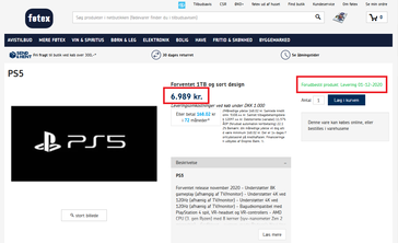 PS5 placeholder. (Image source: føtex)