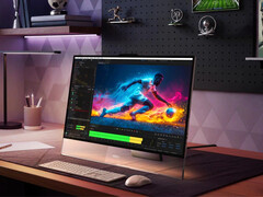 The Yoga AIO i Gen 11 Aura Edition can customise its front-facing lighting for various uses.